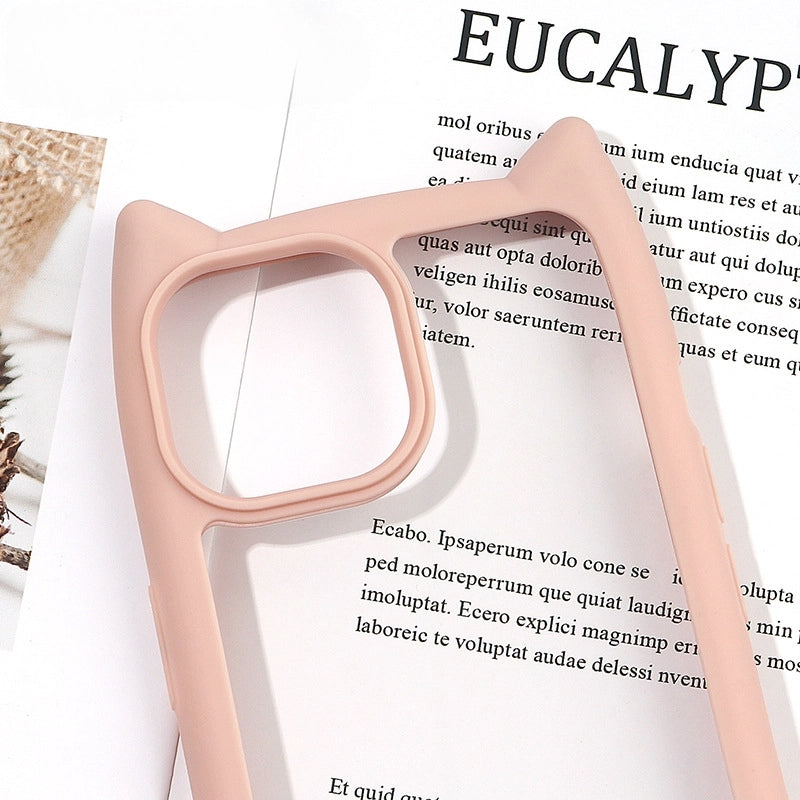 Cat Ear Clear Case for iPhone – Anti-Yellow, Shockproof Bumper, Cute Soft Silicone Protective Cover